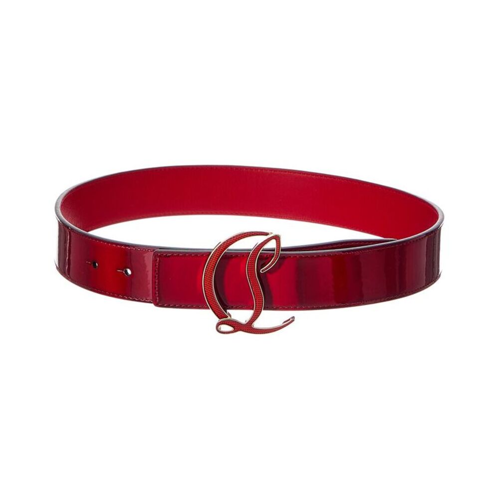 Christian Louboutin Logo Leather Belt, Gold